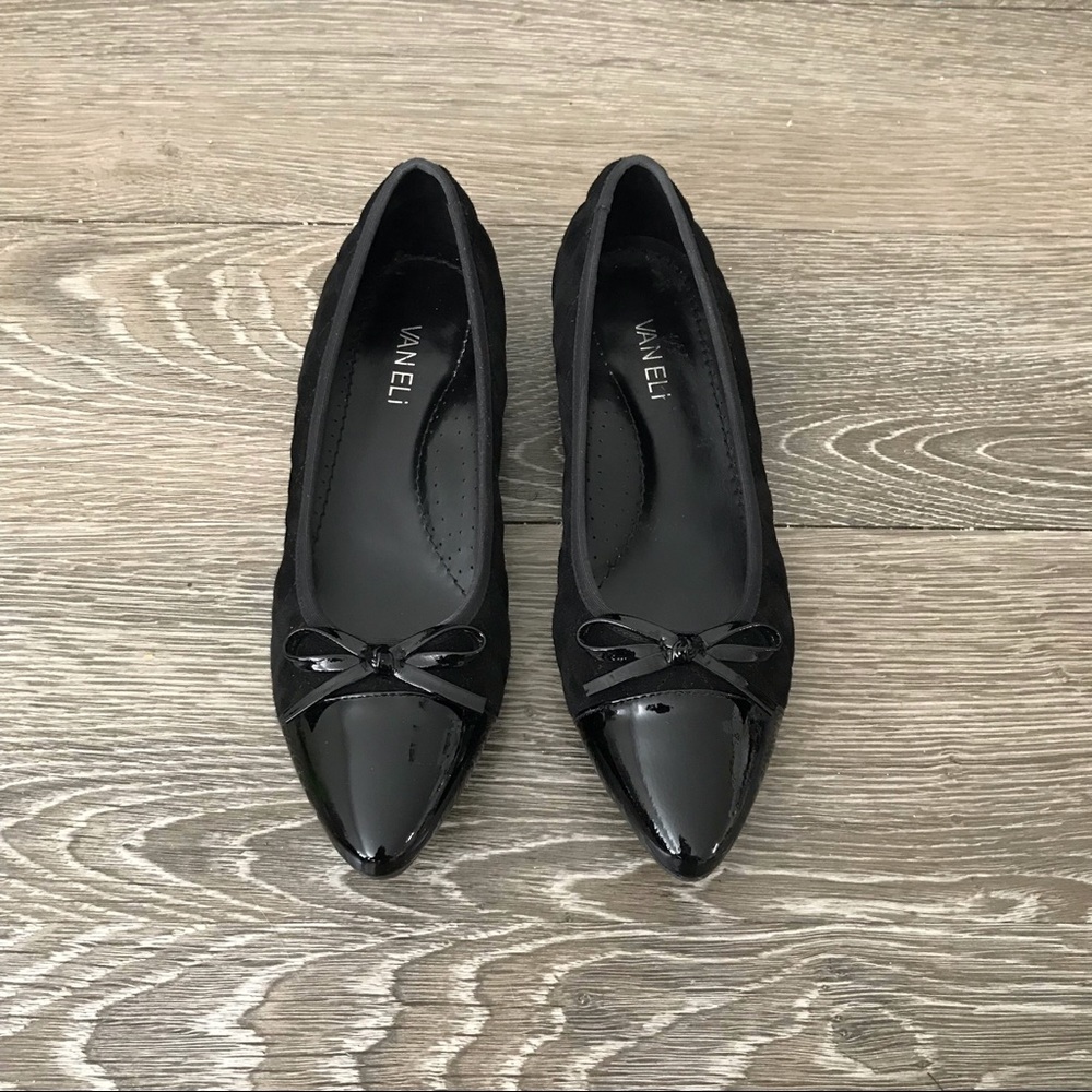 VANELi Pointed Quilted Bow Suede Flats